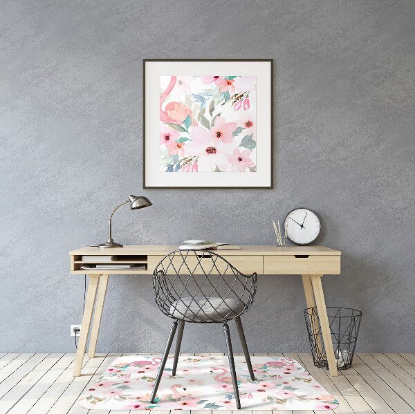 Tapis de chaise de bureau Flamingos Fleurs