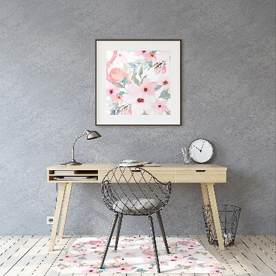 Tapis de chaise de bureau Flamingos Fleurs