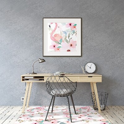 Tapis de chaise de bureau Flamingos Fleurs