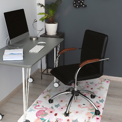 Tapis de chaise de bureau Flamingos Fleurs