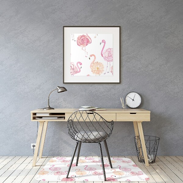 Tapis fauteuil bureau do biura Flamants et fleurs