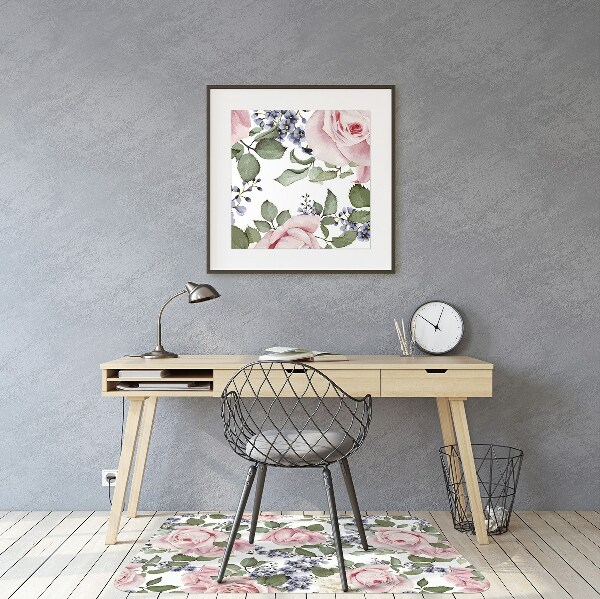 Tapis bureau Roses aquarelles
