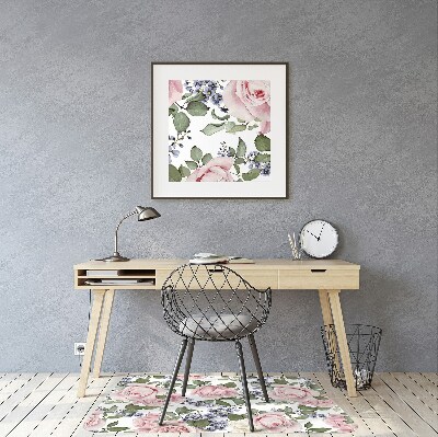 Tapis bureau Roses aquarelles