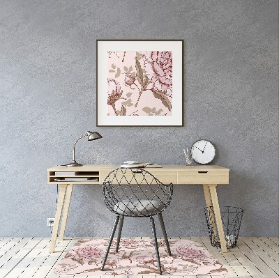 Tapis pour chaise de bureau Pivoines roses