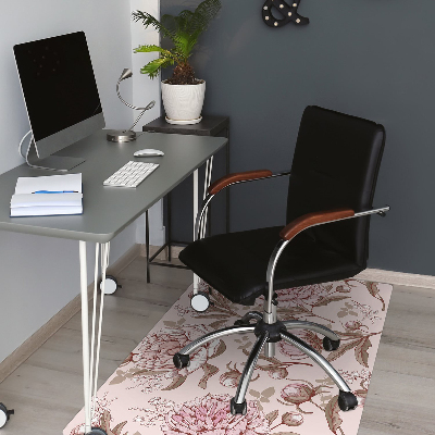 Tapis pour chaise de bureau Pivoines roses