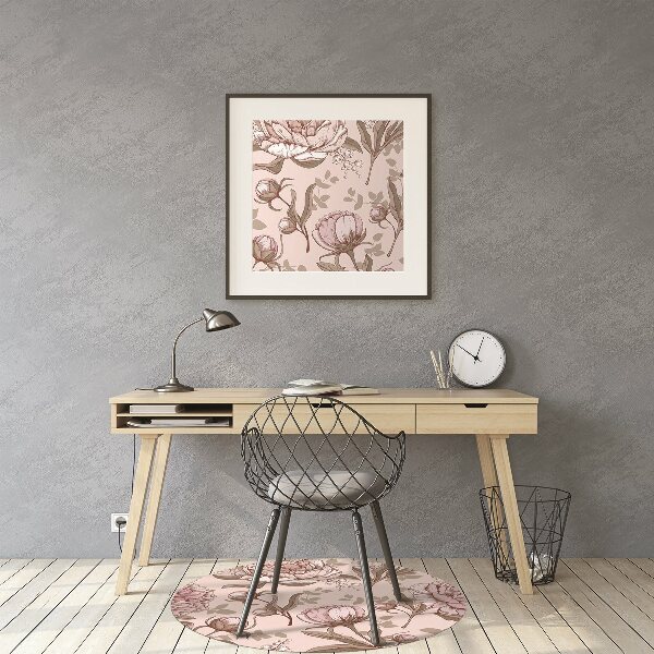 Tapis pour chaise de bureau Pivoines roses