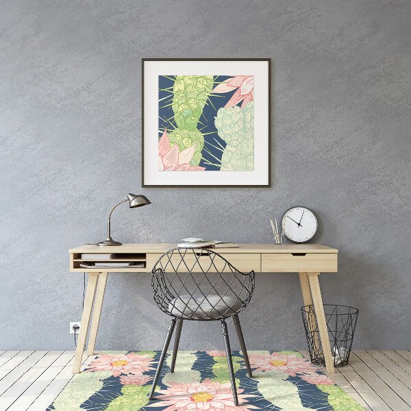 Tapis pour chaise de bureau Fleurs de cactus