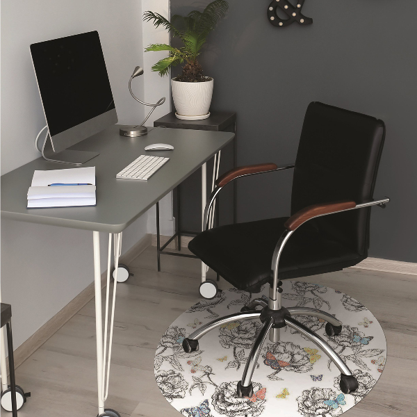 Tapis de chaise de bureau Papillons