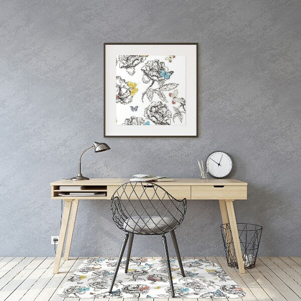 Tapis de chaise de bureau Papillons