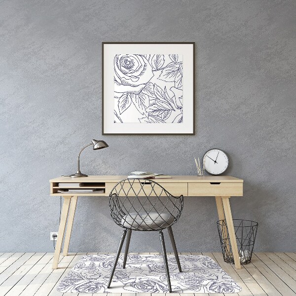 Tapis de chaise de bureau Roses bleues
