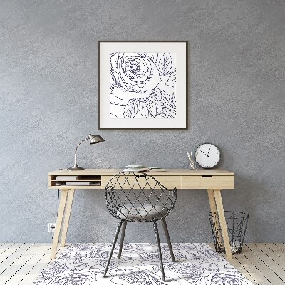 Tapis de chaise de bureau Roses bleues