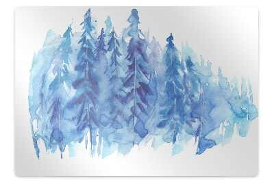 Tapis protection sol Forêt d'hiver aquarelle