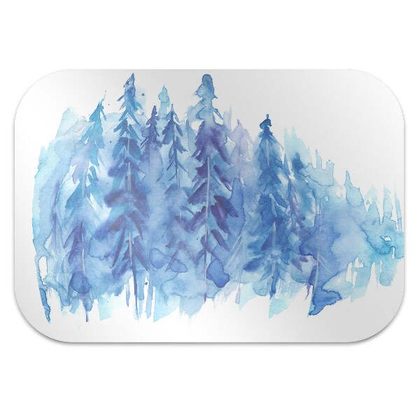 Tapis protection sol Forêt d'hiver aquarelle
