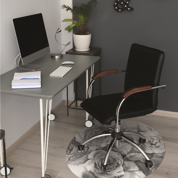 Tapis fauteuil bureau do biura Roses noires et blanches