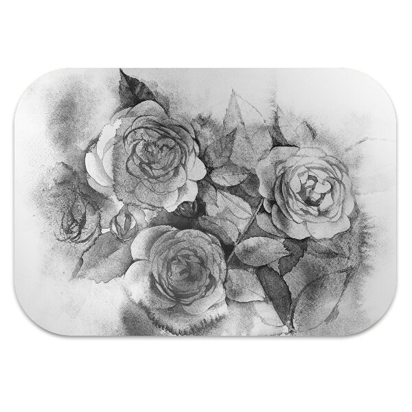 Tapis fauteuil bureau do biura Roses noires et blanches