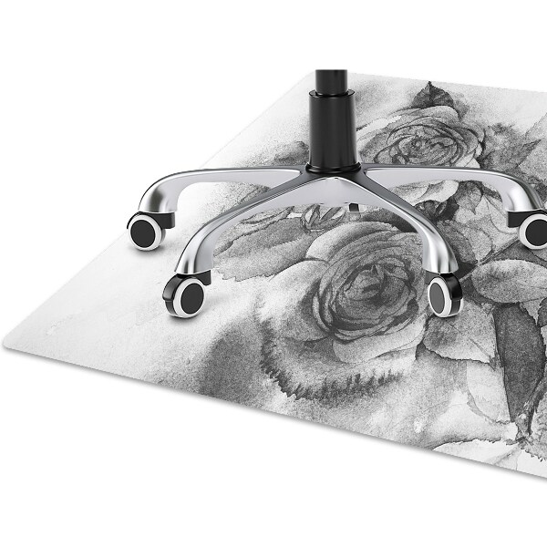 Tapis fauteuil bureau do biura Roses noires et blanches