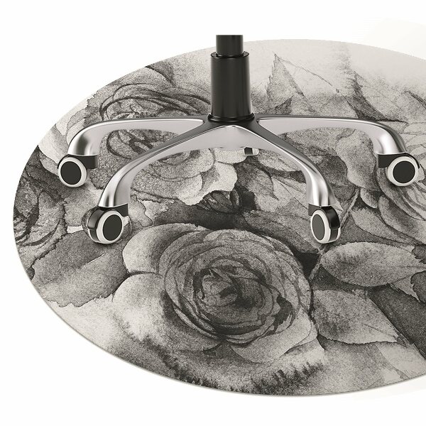 Tapis fauteuil bureau do biura Roses noires et blanches
