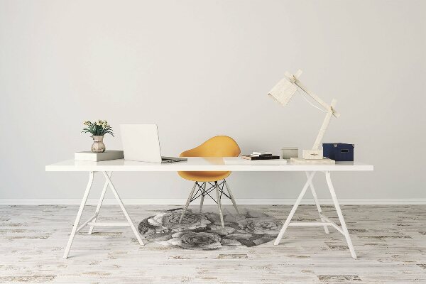 Tapis fauteuil bureau do biura Roses noires et blanches