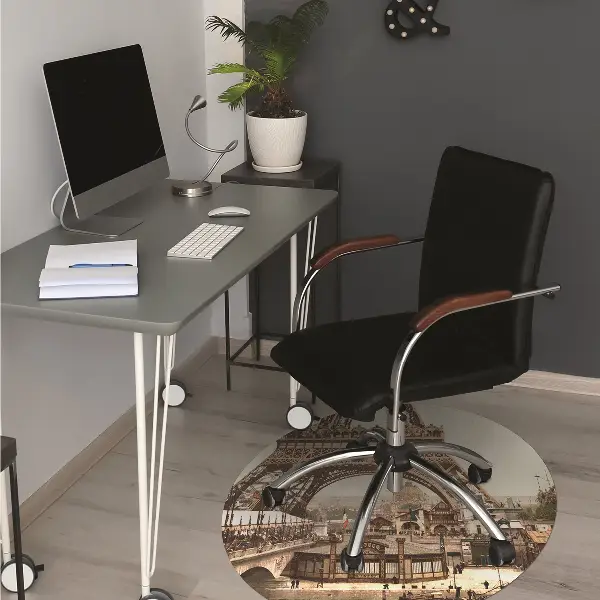 Tapis pour chaise de bureau Tour rétro Eiffel