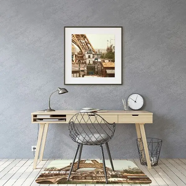Tapis pour chaise de bureau Tour rétro Eiffel
