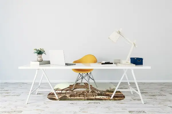 Tapis pour chaise de bureau Tour rétro Eiffel