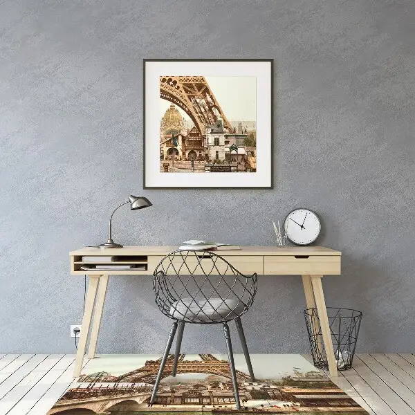 Tapis pour chaise de bureau Tour rétro Eiffel