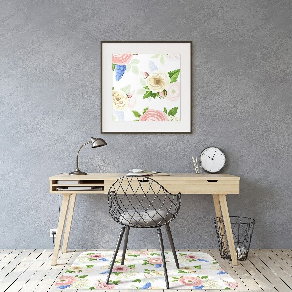 Tapis de chaise de bureau Fleurs dessinées