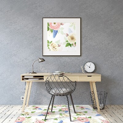 Tapis de chaise de bureau Fleurs dessinées