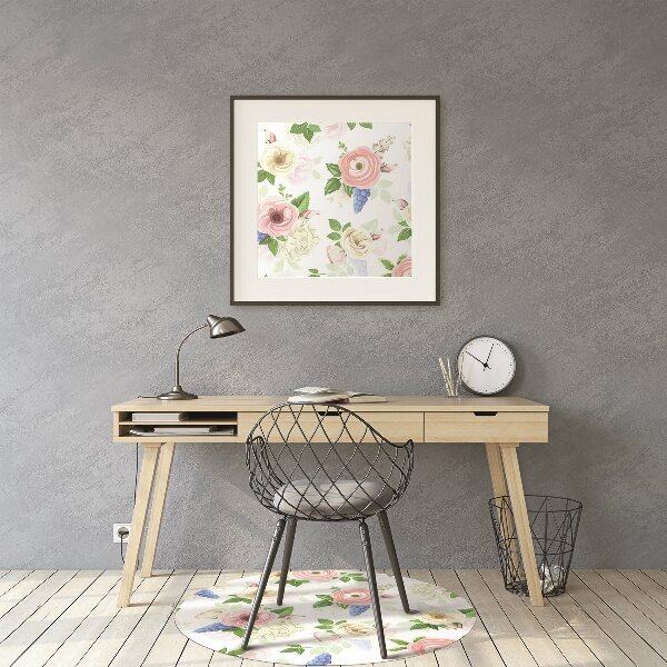 Tapis de chaise de bureau Fleurs dessinées