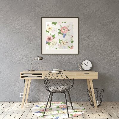 Tapis de chaise de bureau Fleurs dessinées