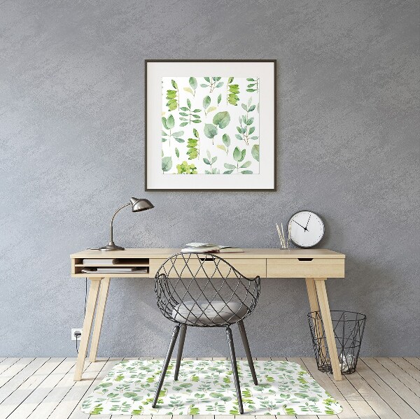 Tapis pour chaise de bureau Feuilles vertes