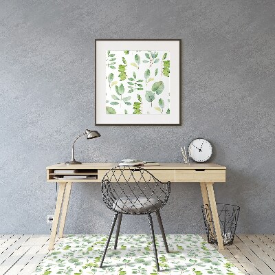 Tapis pour chaise de bureau Feuilles vertes