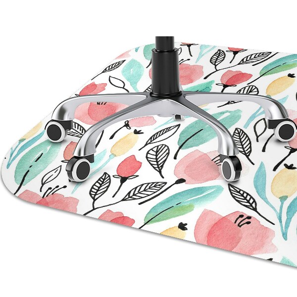 Tapis de chaise de bureau Fleurs rouges