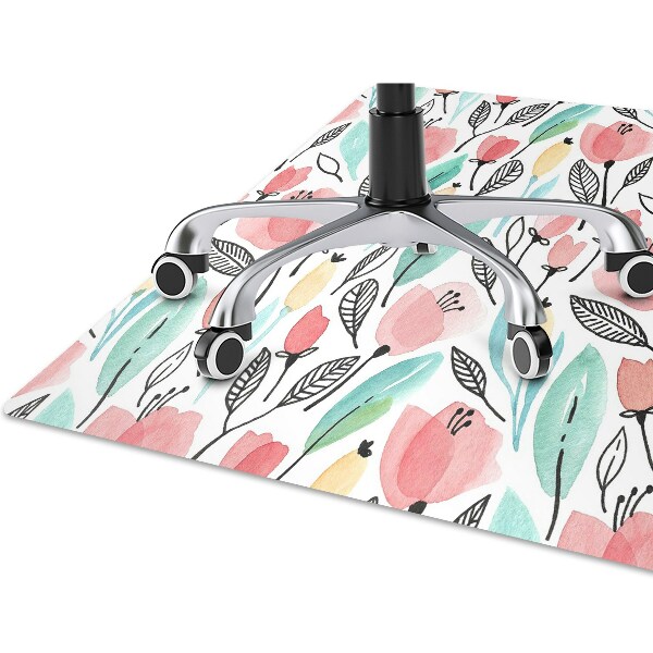 Tapis de chaise de bureau Fleurs rouges