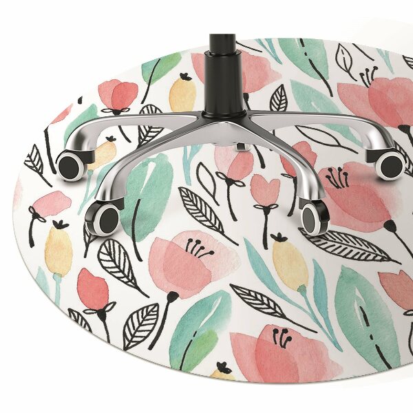 Tapis de chaise de bureau Fleurs rouges
