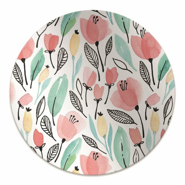 Tapis de chaise de bureau Fleurs rouges