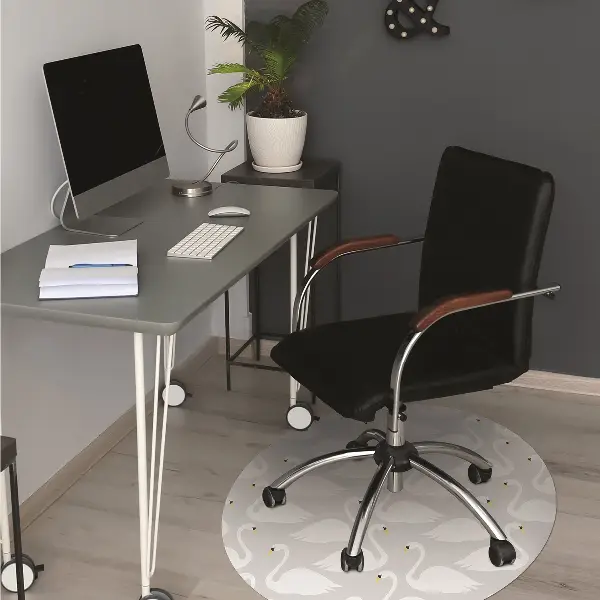 Tapis pour chaise de bureau Cygnes blanches