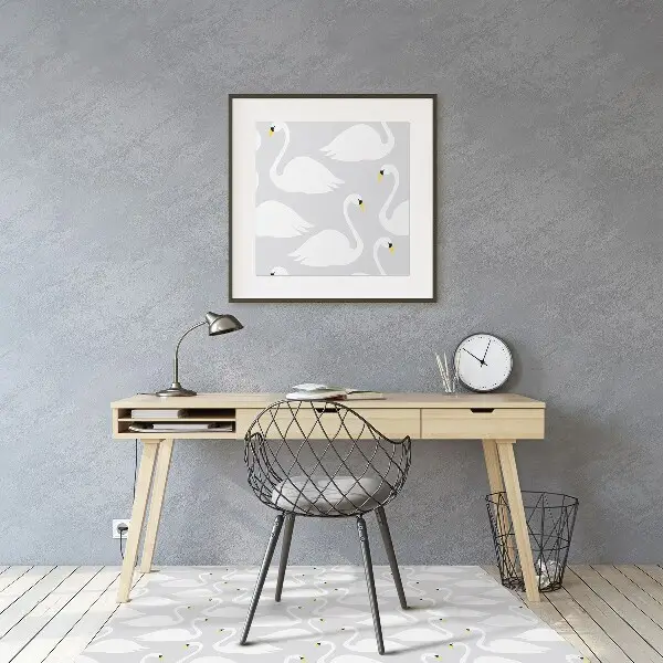 Tapis pour chaise de bureau Cygnes blanches