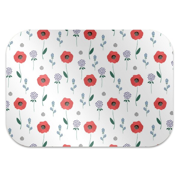 Tapis protection sol Champ de coquelicot rouge
