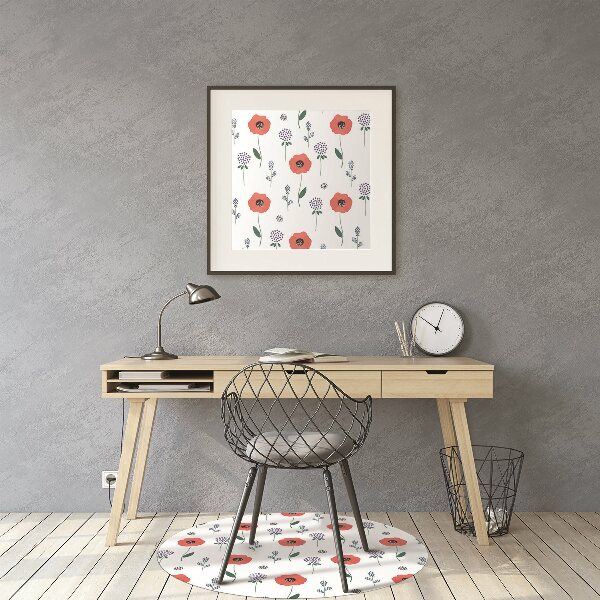 Tapis protection sol Champ de coquelicot rouge