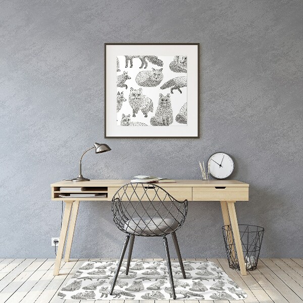 Tapis bureau Renards dessinés