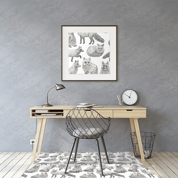 Tapis bureau Renards dessinés