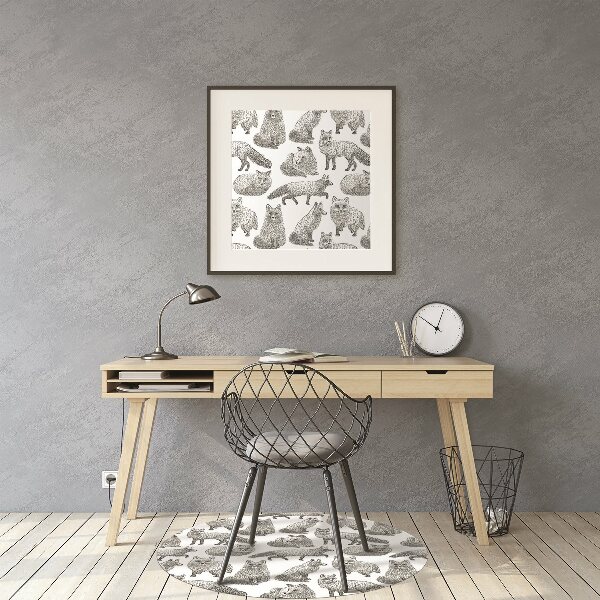 Tapis bureau Renards dessinés