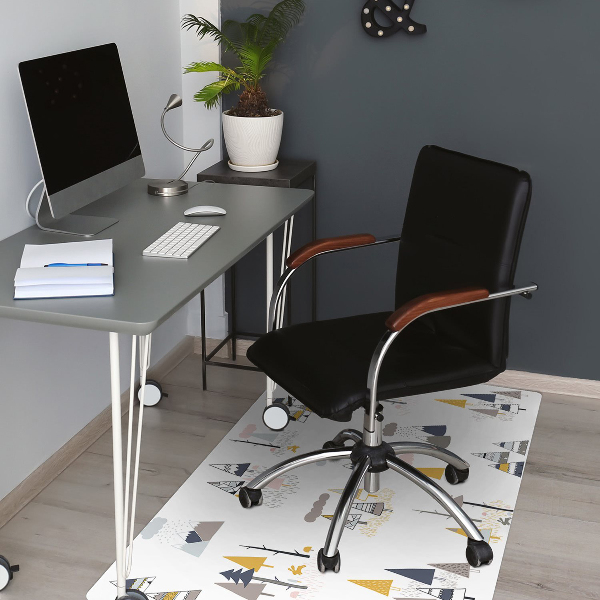 Tapis de chaise de bureau Arbres dessinés