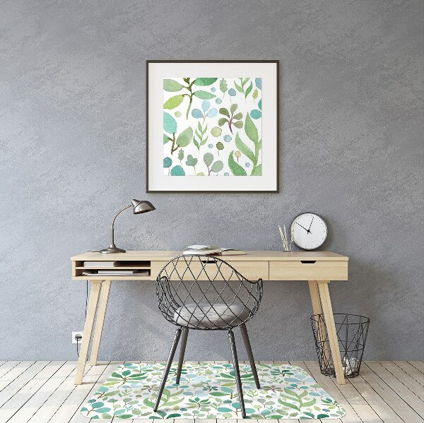 Tapis pour chaise de bureau Feuilles vertes