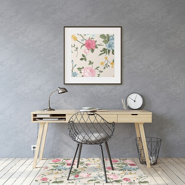 Tapis de chaise de bureau Fleurs colorées