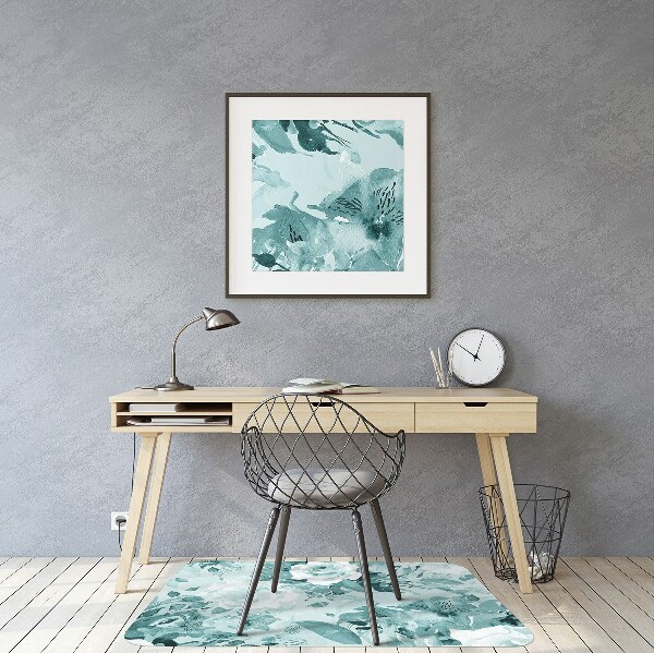 Tapis fauteuil bureau do biura Fleurs bleues