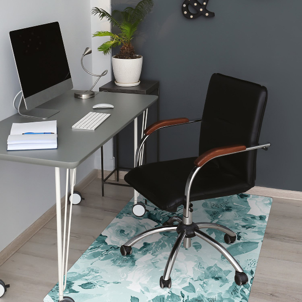Tapis fauteuil bureau do biura Fleurs bleues