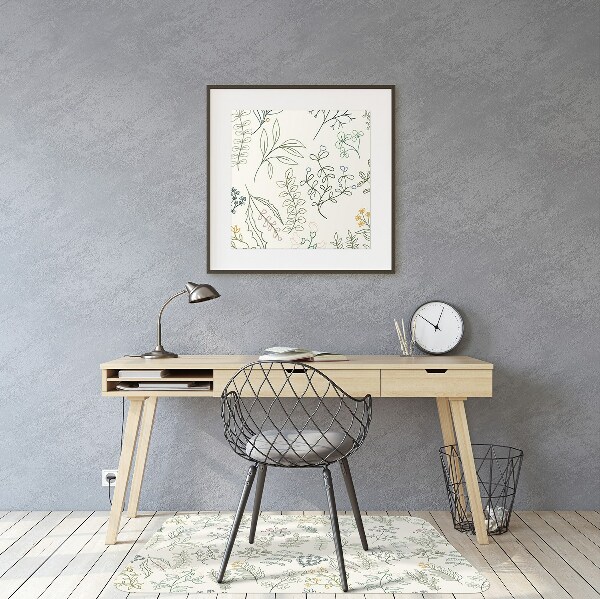Tapis pour chaise de bureau Feuilles vertes