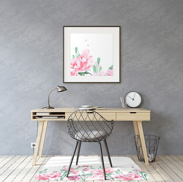 Tapis bureau Fleurs roses